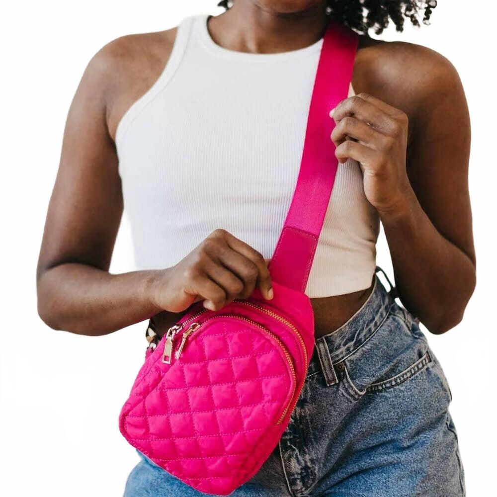 NEW PRETTY SIMPLE women's pinelope puffer bum bag in fuchsia